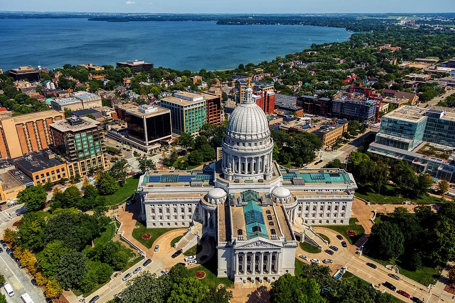 Aerial view of Madison, WI